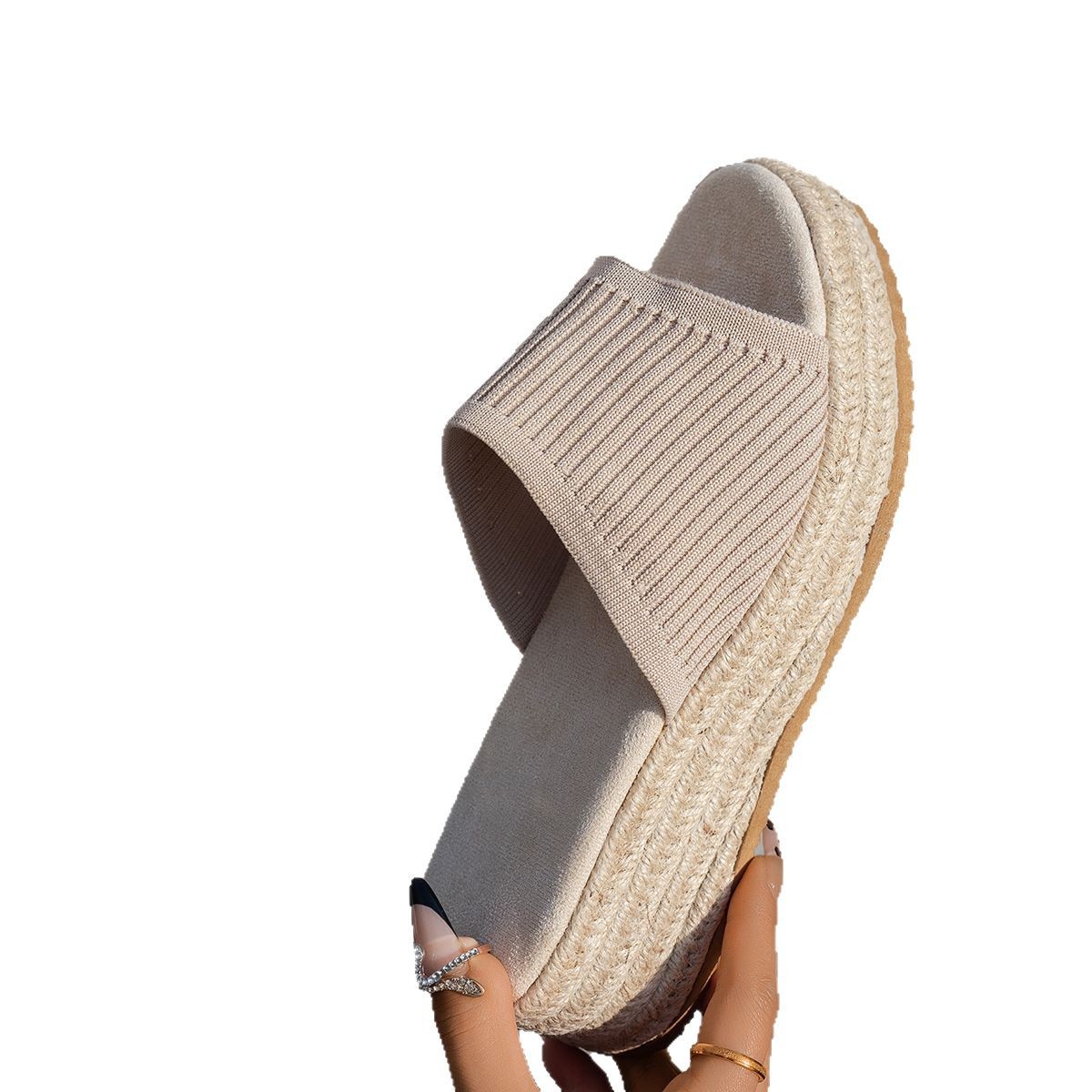 Women's Roman Style Rattan And Straw Woven Sandals - Image 5