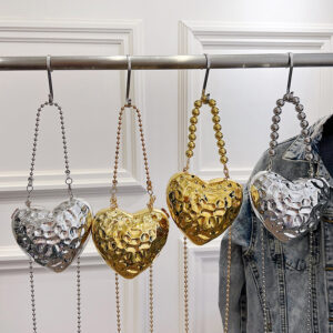Metal Silver Mini Love Crossbody Bag