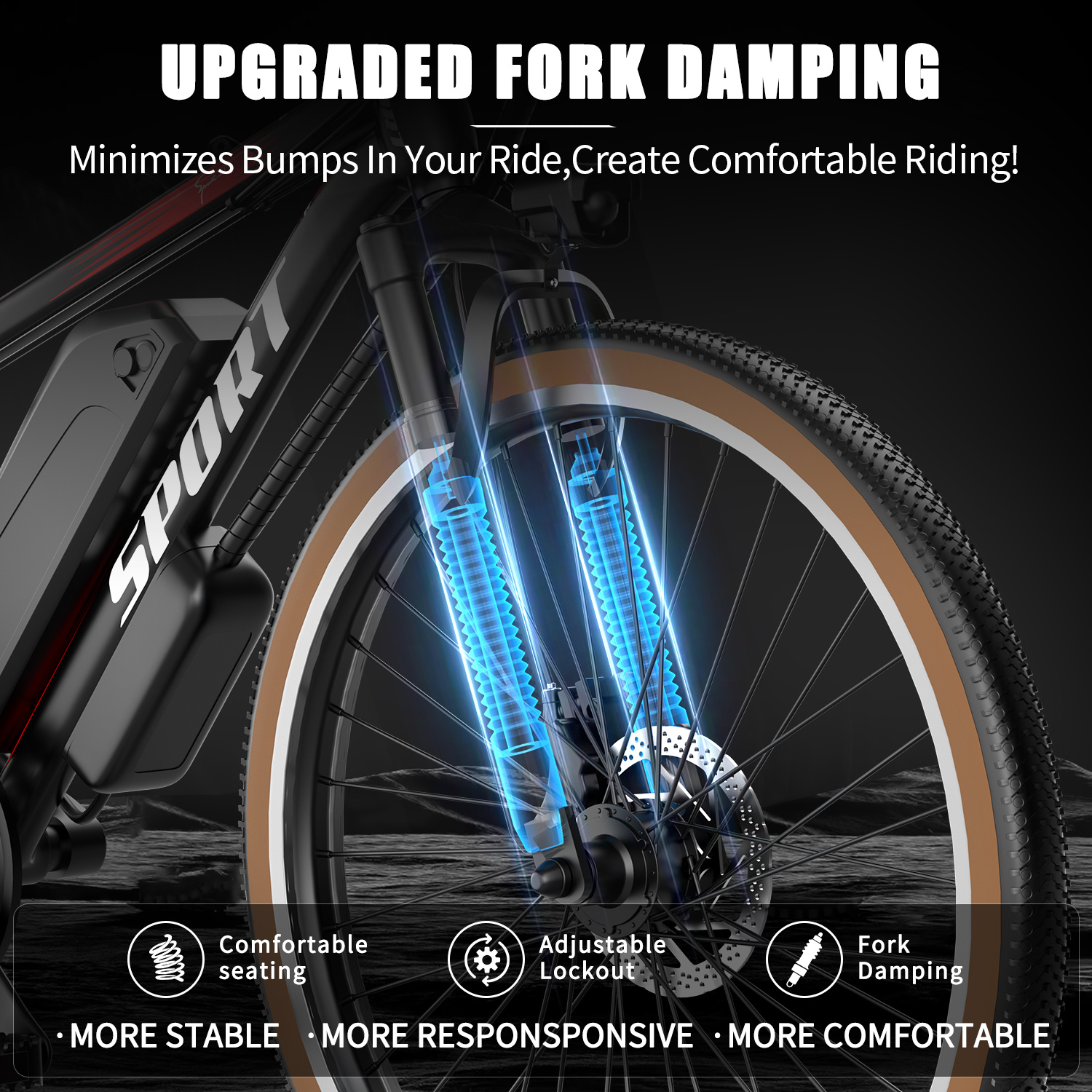 Electric Bike For Adults, 500W Motor, 22mph 45miles Range Electric Mountain Bike, 360Wh Removable Battery, 26in Tires E Bikes For Adults Commuting Outdoor, Professional 7-Speed - Image 5
