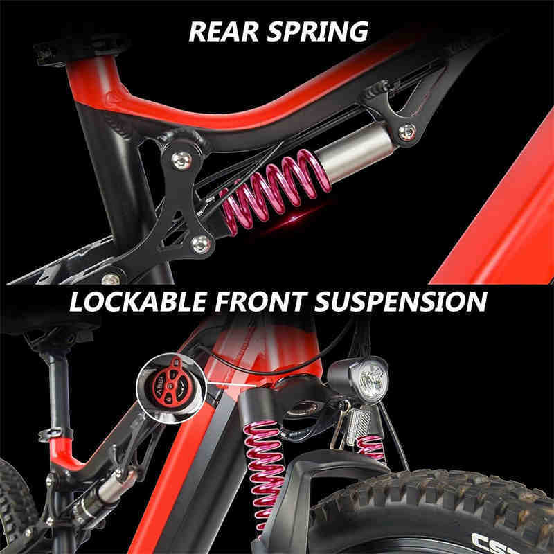 Red 500W Electric Ebike - 27.5 Inch Electric Mountain Bicycle 48V 27 Speed - Bafang Motor - Image 4