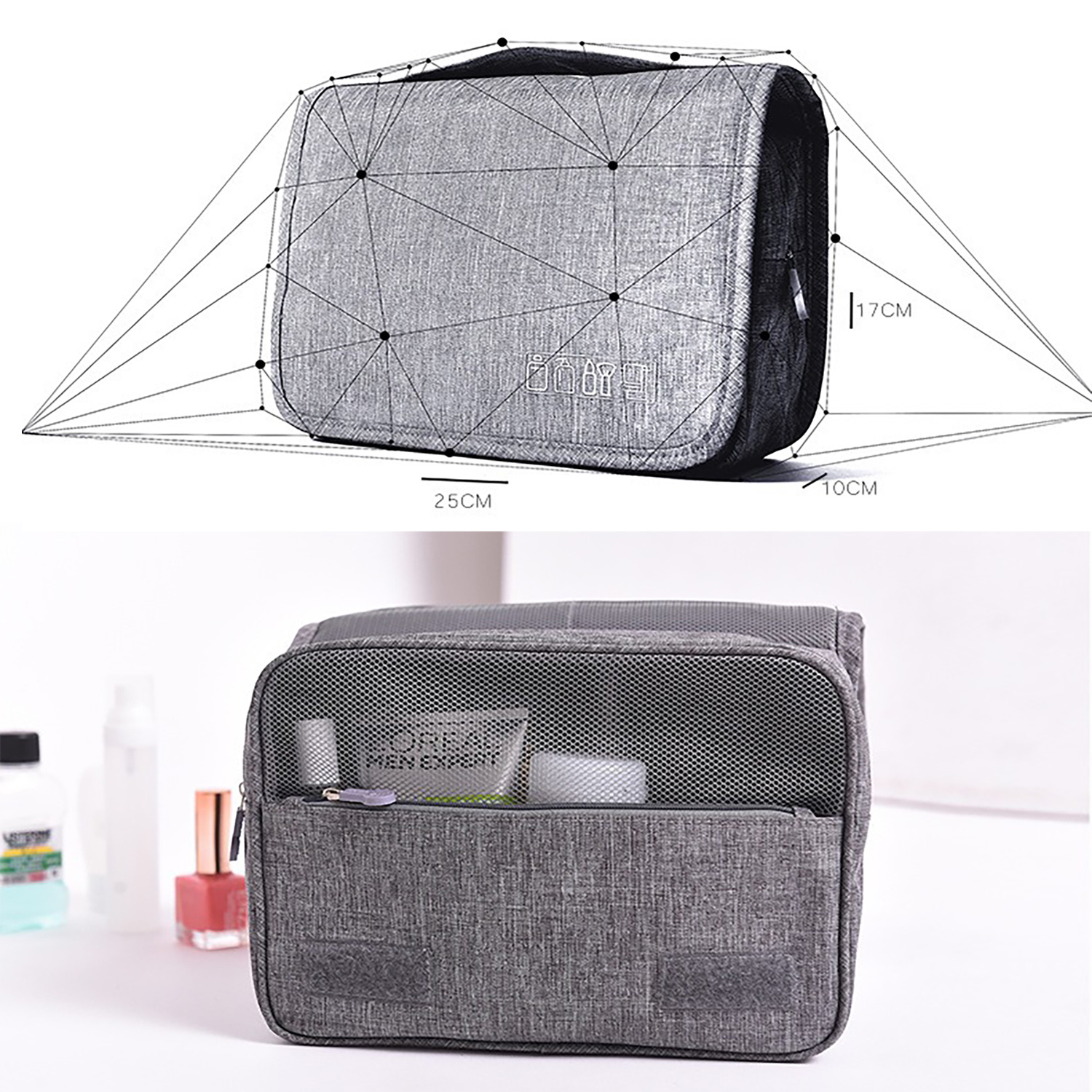 Travel Hanging Toiletry Bag Travel Kit Shaving Bag Waterproof Large Makeup Bag Wash Bag Makeup Organizer Cosmetic Case Puffy Makeup Cosmetic Bag Organizer, Carry-on Travel Accessories - Image 2