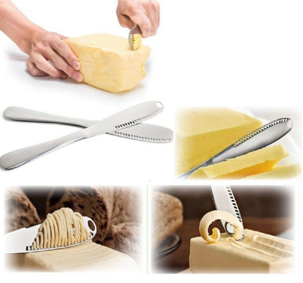 3 In 1 Stainless Steel Butter Spreader Knife Butter Curler Spreader Butter Knife - Image 3
