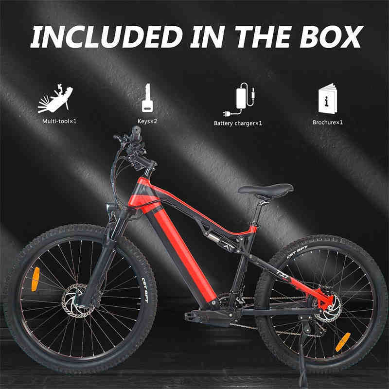 Red 500W Electric Ebike - 27.5 Inch Electric Mountain Bicycle 48V 27 Speed - Bafang Motor - Image 8