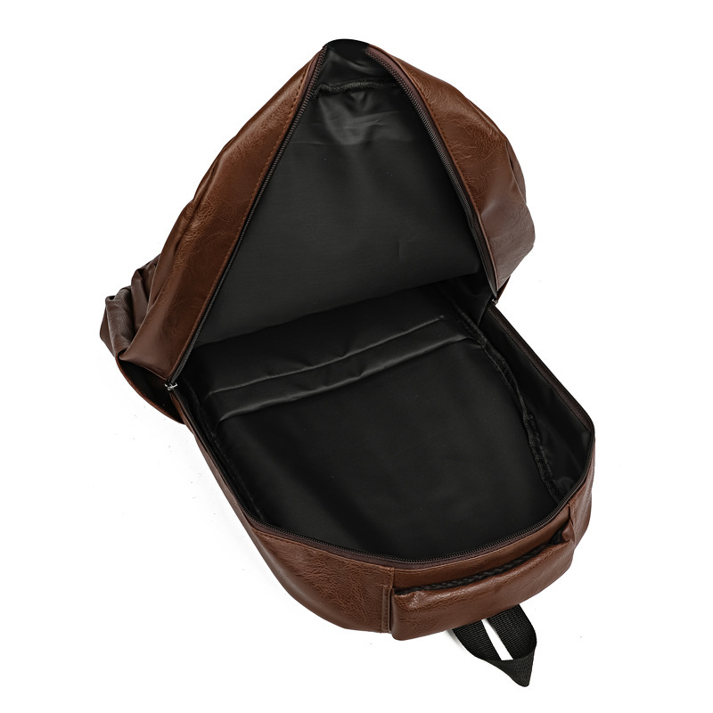 PU Soft Leather Backpack Large Capacity Men - Image 3
