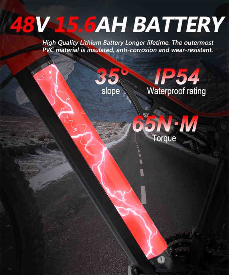 Red 500W Electric Ebike - 27.5 Inch Electric Mountain Bicycle 48V 27 Speed - Bafang Motor - Image 10