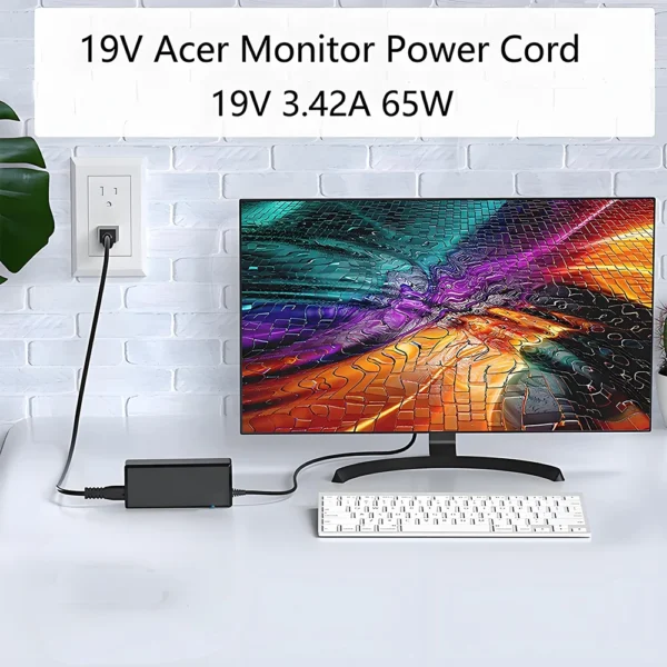 19V AC Adapter Monitor for Acer Monitor LCD S240HL G236HL Aspire E15 N15Q1 N16Q2 E5 E5-575 E5-521 R3 R3-471 Computer Charger