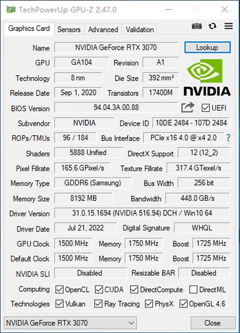 USED Graphics Card RTX 3070 8GB Placa De Video NVIDIA GPU 12Pin GDDR6 256bit HDMI*1 DP*3 PCI-E 4.0 x16 rtx3070 8gb Gaming white - Image 5