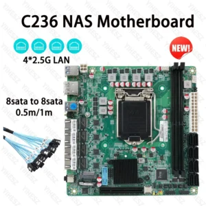 C236 NAS Motherboard Set LGA1151 4*I226 2.5G LAN 8 SATA 3.0 M.2 NVME 2*DDR4 NAS Board For 9th Celeron/Pentium Core i3/i5 E3 V5V6