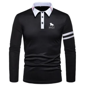 Brand new 2025 Men's Fashion Business Leisure Men's Clothing Men's Long Sleeve Polo Shirt