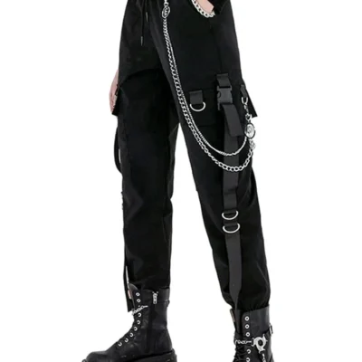 Black Casual Pants for Women in Spring Autumn Korean Style Ins Hip-Hop Student Loose High-Waisted Slim Legged Cargo Pants Trendy