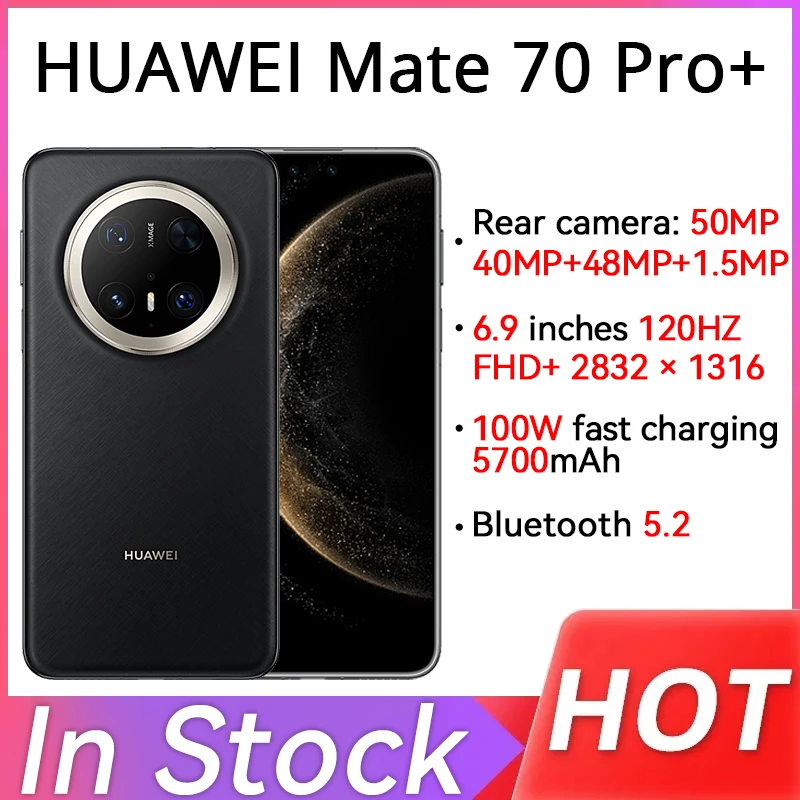 New Huawei Mate 70 Pro+ Pro Plus Mobile Phone 6.9" OLED 120Hz 50MP Rear Cameras 5700mAh 100W Wired 80W Wireless HarmonyOS 4.3