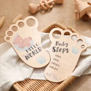 Baby Wooden Monthly Memories Milestone Cards Newborn Birthday Party Photography Accessories Memories Cards Newborn Birth Gift