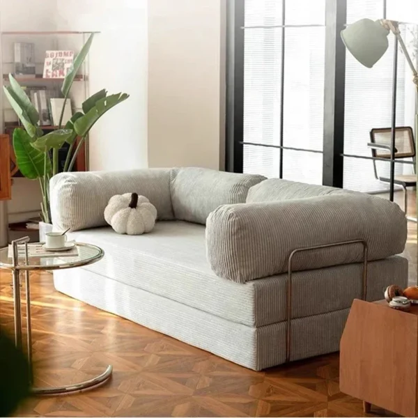 Modern Lazy Compression Sofa Bed Minimalist Retro Corduroy Washable Foldable Couch for Living Room Home Decor Customizable