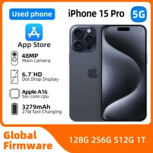Apple iphone 15 Pro 5G Unlocked 128GB/256GB/512GB/1T ROM 6.1inch Screen iOS17 All Colours in Good Condition Original used phone