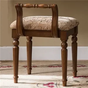 American Dressing Stool European Style All Solid Wood Makeup Back Dresser Chair Cloth Soft Bag Simple Furniture