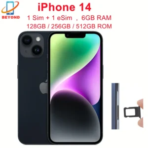 iPhone 14 International Version 1SIM+1eSIM 128GB 256GB ROM 6GB RAM 6.1" Genuine Super Retina OLED Face ID NFC A15 5G 98% New
