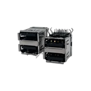 Double layer USB3.0 A-type short body black rubber core double-layer AF rolled edge 90 degree straight insertion bent foot comp