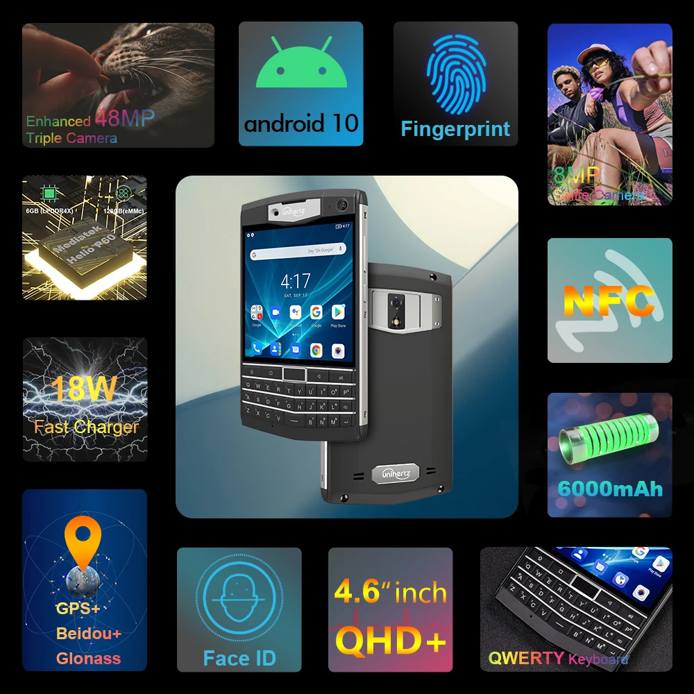 Unihertz Titan Rugged Smartphone 4G 6GB 128GB Android 10 QWERTY Keyboard Mobile Phone NFC 6000mAh 8MP 16MP Cellphone - Image 2