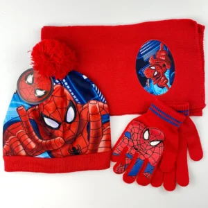 Dinsey Autumn Winter Children Hat SpiderMan Red Cartoon Scarf Hat Glove Warm knitted hat Boy Cap Child Christmas Hat kids Gifts