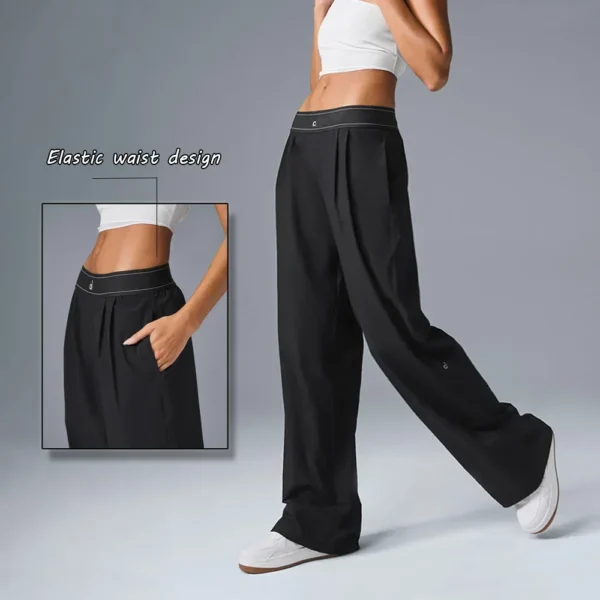 Black High Waist Loose Yoga Pants Outdoor Leisure Mountaineering Sweatpants Women's Comfortable Sports Straight Leg Wide Pants