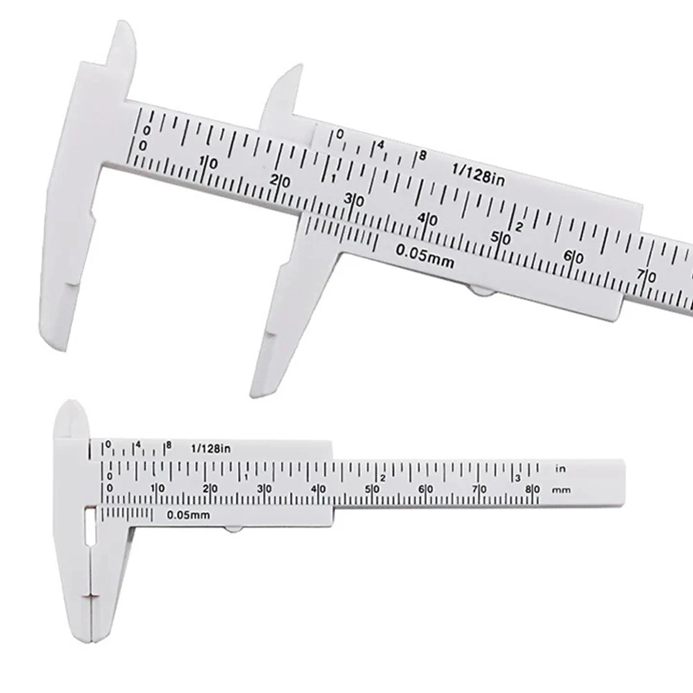 Gauge Measurement Vernier Caliper Mini Multi Function Plastic Ruler Sliding Tool 0-80mm Double Rule Double Scale