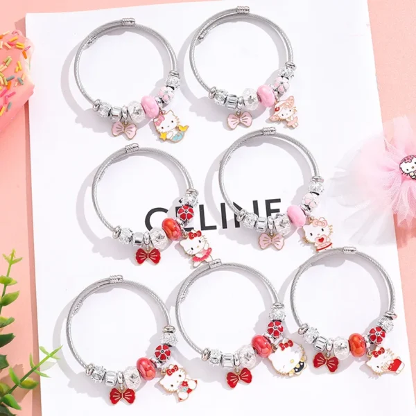 Sanrio Hello Kitty Y2K Bracelet Anime Kawaii Cinnamoroll My Melody Silver Water Diamond Accessory Children's Growth Gift Perfect