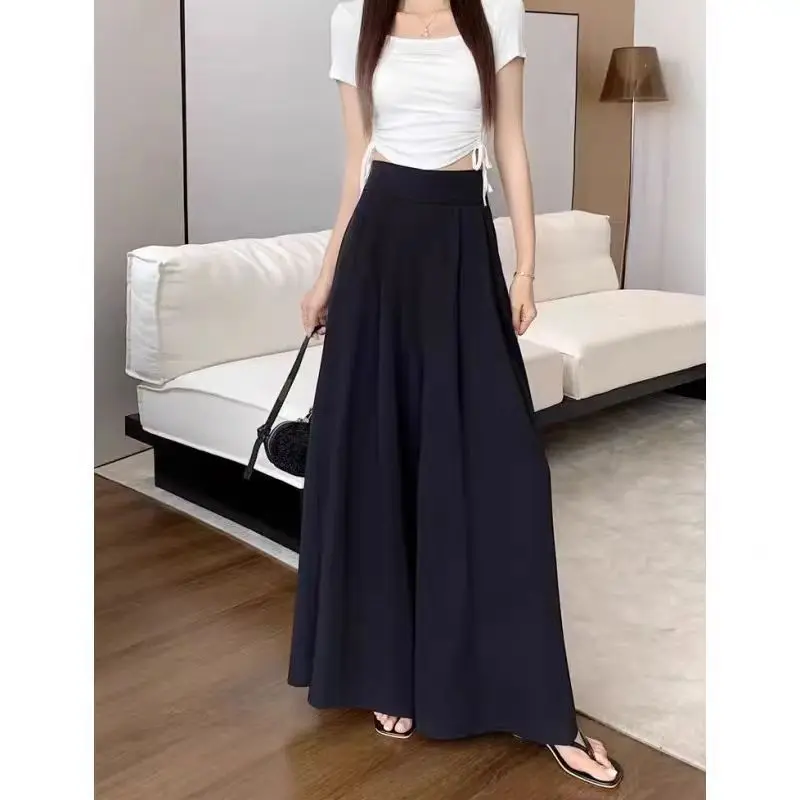 Casual High-Waisted Draped Slimming Trousers Bell Bottoms Loose-Fit Women's Pants For Autumn/Summer New Arrival - Image 2