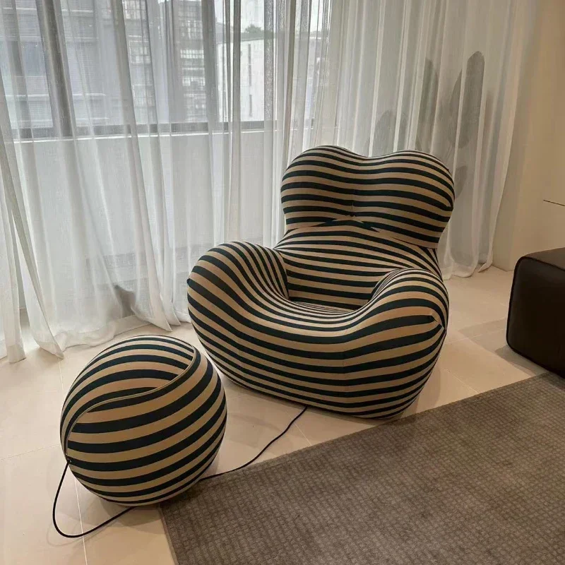 Designer Styles,Mom's Embrace Sofa, Modern Striped Bean - Bag Sofa with Ottoman, Cozy & Stylish Living Room Furniture