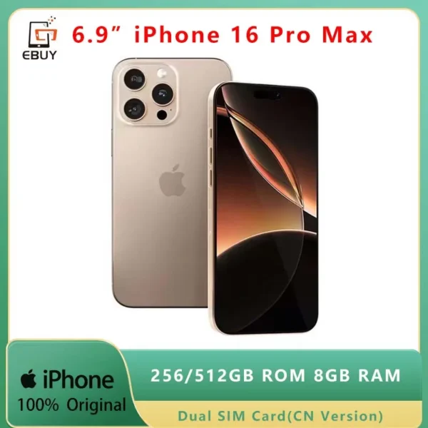 Apple iPhone 16 Pro Max 6.9" 5G Dual SIM Card Smartphone LTPO Super Retina XDR OLED Face ID NFC A18Pro 256/512GB 8GB Unlocked