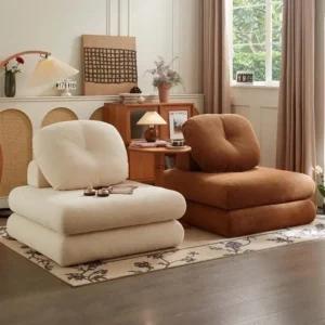 Nordic Modern Single Sofa - Small-Sized Dual-Use Tatami Chair for Living Room & Bedroom, 60x60x40cm!