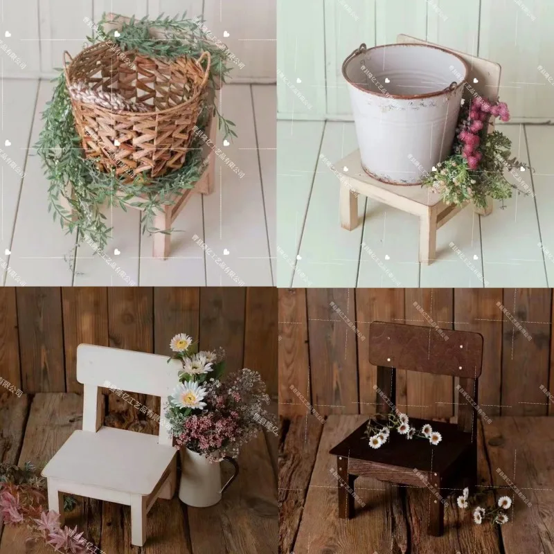 Baby Photography Pops Full Moon DIY Auxiliary Props Wooden Chair For Studio Baby Shooting Props Baby Chair