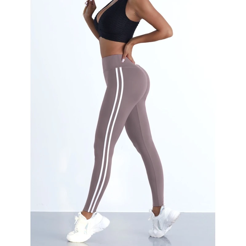 Yoga Leggings Women Striped Slim Sports Pants High Waist Hip Liftting Casul Tights Workout Running Stretchy Gym Leggings - Image 2