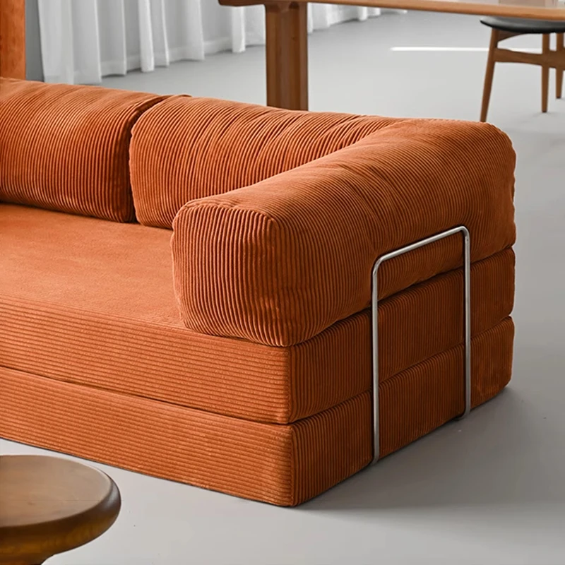 High-end Retro Corduroy Sofa Air Compression Deformable Sectional Couch for Living Room Comfortable Lounge Chair Customizable - Image 6