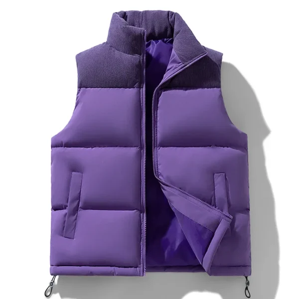 Casual Solid Vest Mens Work Vest Stand Collar Zip Cotton Pad Autumn Winter Warm Coats Windproof Vests New Men Loose Waistcoats