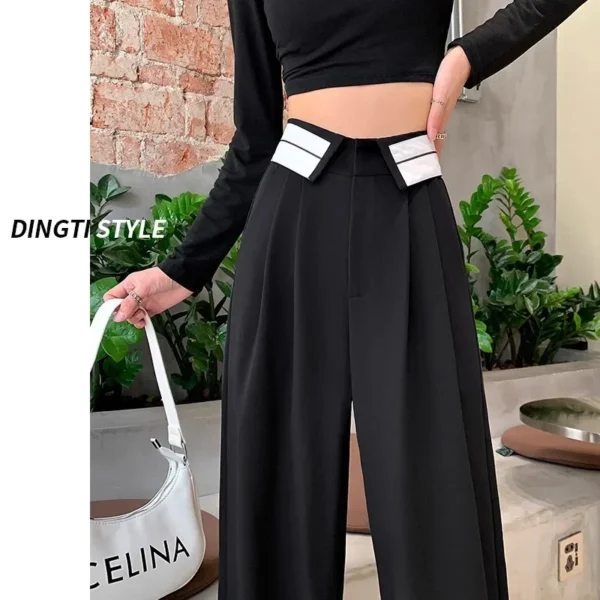 Blacksuit Pants High-waisted Straight-leg Bell Bottoms Sensible Design Draped Women's Autumn Fashion Trousers
