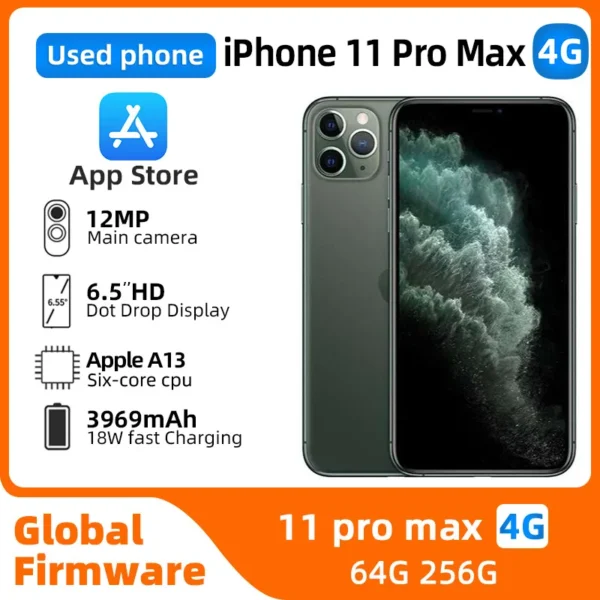 Apple iphone 11pro max 4G Smartphone Mobile ROM 64/256GB 6.5inch OLED Screen A13 IOS Cell Phone Original Unlocked used phone