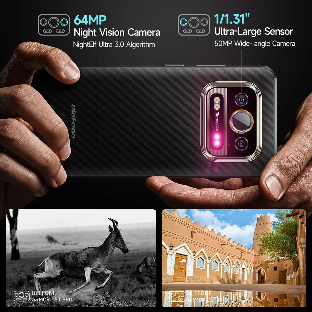 【New】Ulefone Armor 25T Pro 5G Thermal Imaging Rugged Phone 33W 50MP+64MP NFC Waterproof Smartphone Android 14 ROM 256GB - Image 3