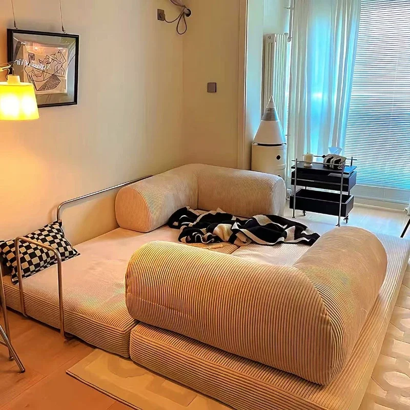 Vacuum Compression Sofa Italian Simple Retro High-end Corduroy Living Room Sofa Sofa Bed Foldable Washable Customizable - Image 4