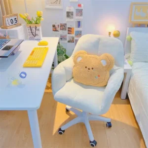 Home Computer Chair Backrest Girls Cute Bedroom Makeup Chair Dormitory Writing Learning Sedentary Lift Swivel Chair