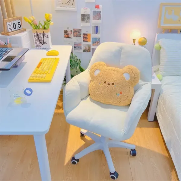 Home Computer Chair Backrest Girls Cute Bedroom Makeup Chair Dormitory Writing Learning Sedentary Lift Swivel Chair