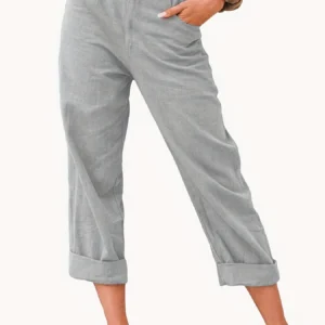 Summer 2024 new ladies cotton and linen straight tube cropped casual and comfortable simple women radish pants