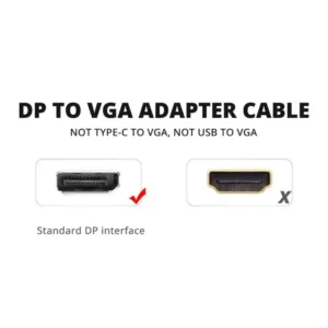 652F DisplayPort to VGA Cable Display Port Computer Laptop to VGA Monitors Projector Adapter for Notebook Monitors Projector