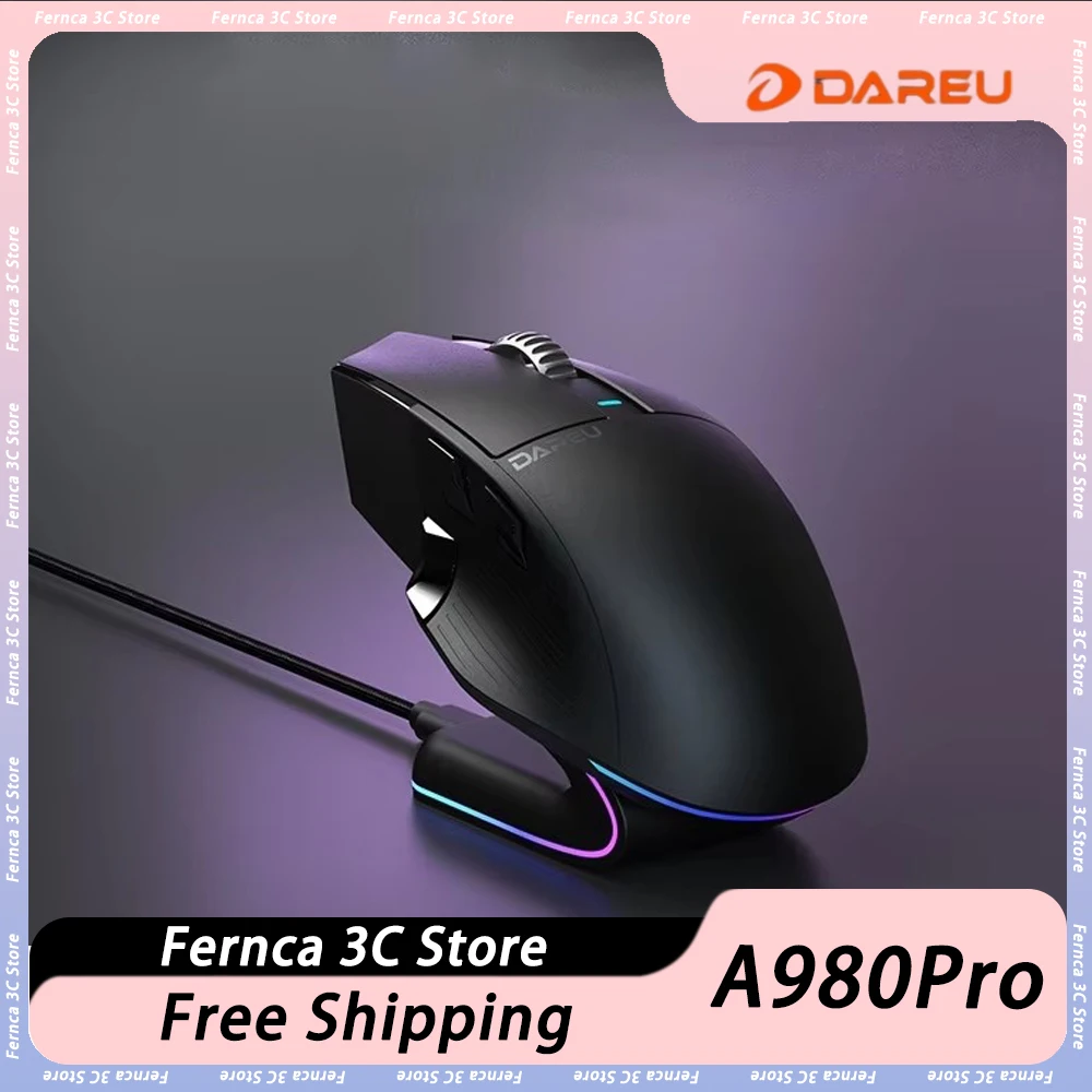 DAREU A980Pro Game Mouse Three Mode Magnesium Alloy Mouse Lightweight Office E-Sports Game Mouse Accessories Customization Gift