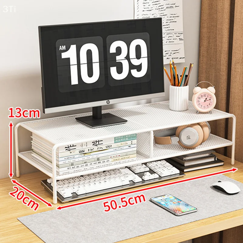 Dual Deck Computer Monitor Rising Holder PC Screen Stand Bracket Desktop Keyboard Mouse Laptop Storage Organizer Riser Shelf - Image 6