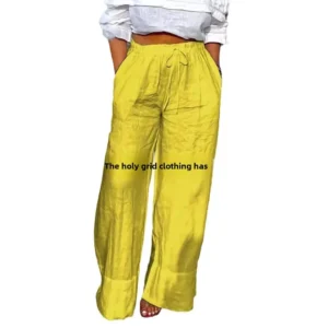 Casual Cotton Linen Women's Pants Spring Summer New Style Loose Fit Elastic Waist Floral Patterned Straight Leg Long Trousers