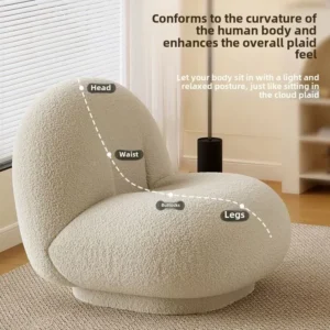 Cute Modern Chairs Living Room Naughty Lambs Wool Wood Lounge Chair Lazy Sofa Swivel Cadeira Giratoria Decoration