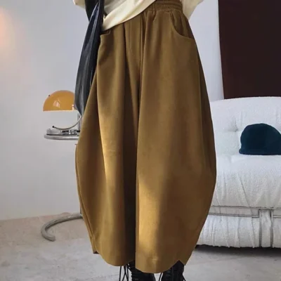 2023 Autumn Casual Harem Pants Women Cotton High Waisted Trousers Retro Loose Bloomers Women's Oversize Pants Baggy Sweatpants