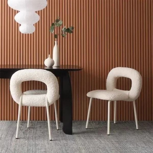 Household Nordic Designer Donut Chair Modern Minimalist Dining Chair Design Wind Makeup Stool Velvet Sillas Comedor Back Bedroom