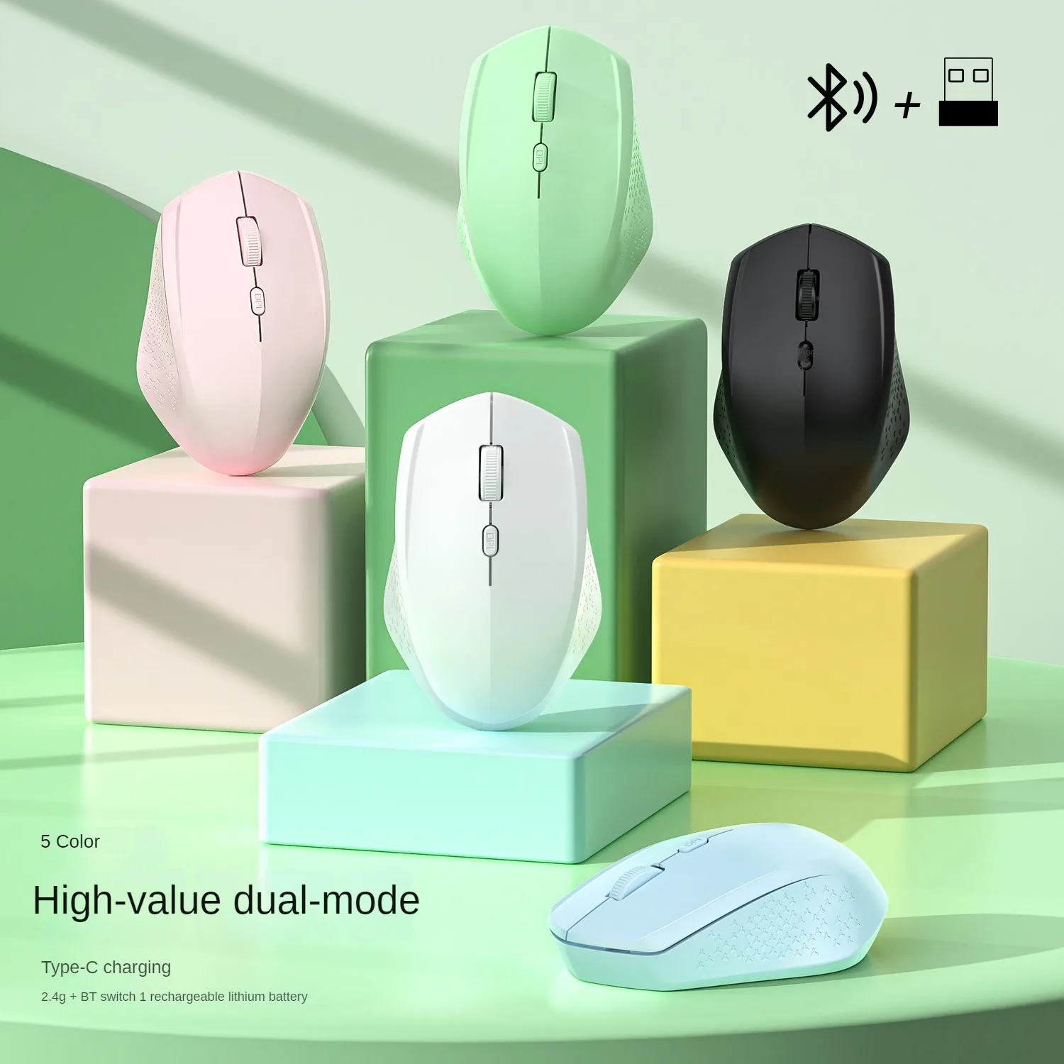 Wireless Silent Mouse Bluetooth 5.2 2.4G Dual Mode Rechargeable Ergonomic Mouse 1600 DPI For MacBook Laptop PC Game Office - Image 2