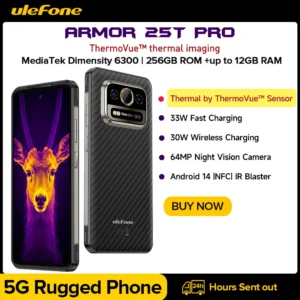【New】Ulefone Armor 25T Pro 5G Thermal Imaging Rugged Phone 33W 50MP+64MP NFC Waterproof Smartphone Android 14 ROM 256GB